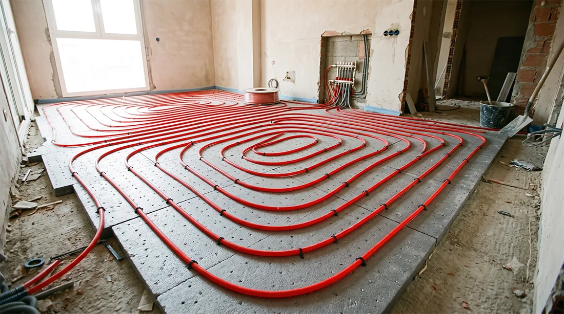 Suelo radiante bajo porcelánico en una reforma en Zaragoza