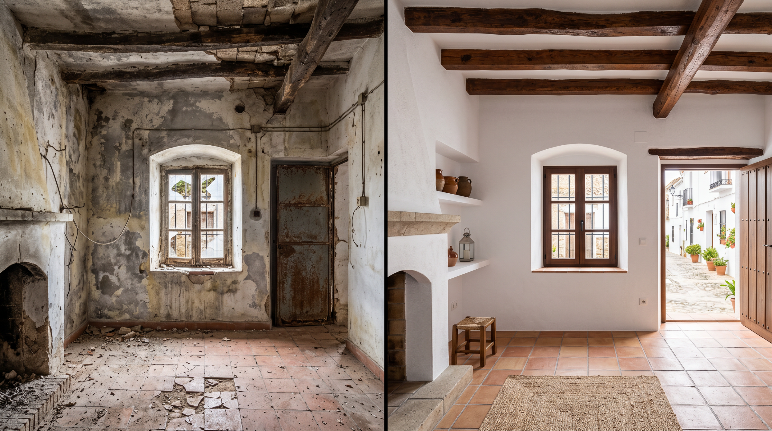 Rehabilitación de casa de pueblo en Cadrete - antes y después